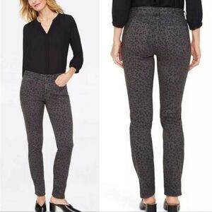 NYDJ Alina Legging Gray Leopard Print Contemporary Casual Animal Print